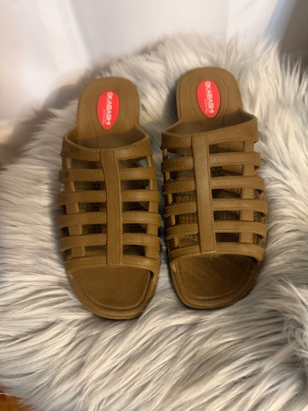 Okabashi Brown Strappy Slide Clog Mules